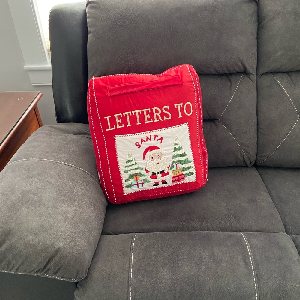 Letters to Santa Mailbox Christmas Throw Pillow Cupcakes & Cashmere Embroidered